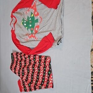 Men's If Family, Christmas Holiday Pajamas Set sz S Red Grey Black